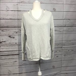Gray tattered neck sweater